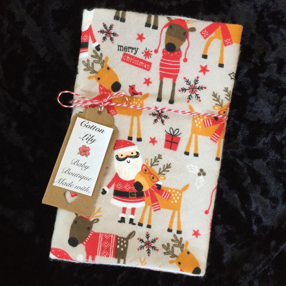 Christmas Baby Burp Cloth Set Reindeer Santa❤️ 🎅